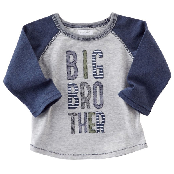 Boys T Shirt | Big Brother | Gray Navy | Boys T Shirt - Poshinate kiddos Baby & Kids Store