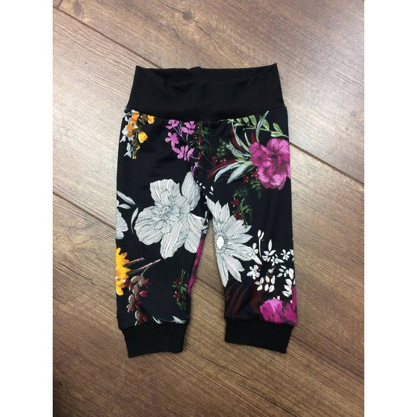 Baby Pants | Black/Multi Floral - Baby Pants - Poshinate Kiddos Baby & Kids Boutique - pants on floor