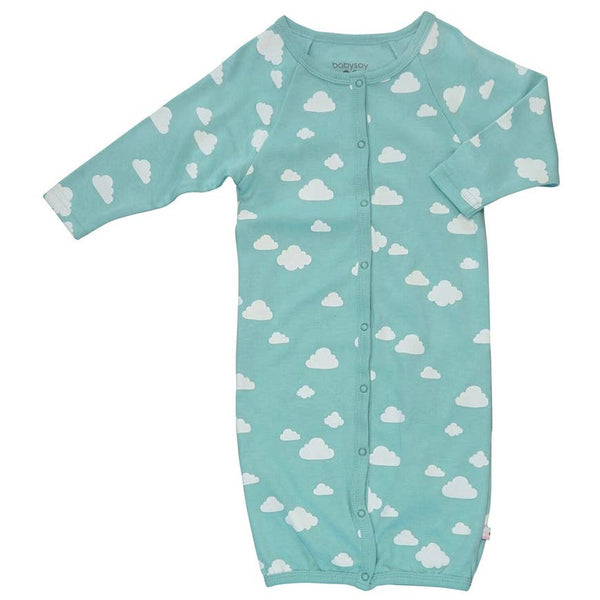 Baby Gown | Clouds/Teal - Baby Gown - Poshinate Kiddos Baby & Kids Store - gown laying flat