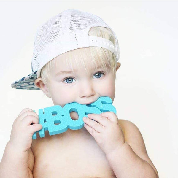 Baby Teether | #Boss - Blue - Baby Teethers - Poshinate Kiddos Baby & Kids Boutique - Boy with hat