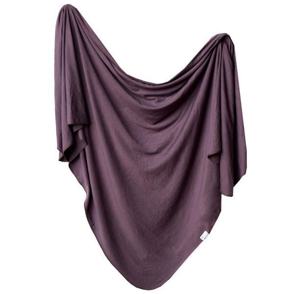 Baby Blanket | Knit Swaddle | Plum - Blankets - Poshinate Kiddos Baby & Kids Boutique - front of plum