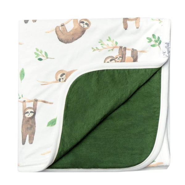 Kids Blanket | 3-Layer Knit Quilt | Tan Sloth - Blankets - Poshinate Kiddos Baby & Kids Boutique - Sloth blanket folded