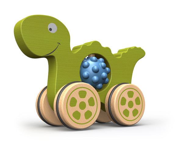 Wooden Dinosaur Push Toy - Puzzles, Games & Toys - Poshinate Kiddos Baby & Kids Boutique - side view