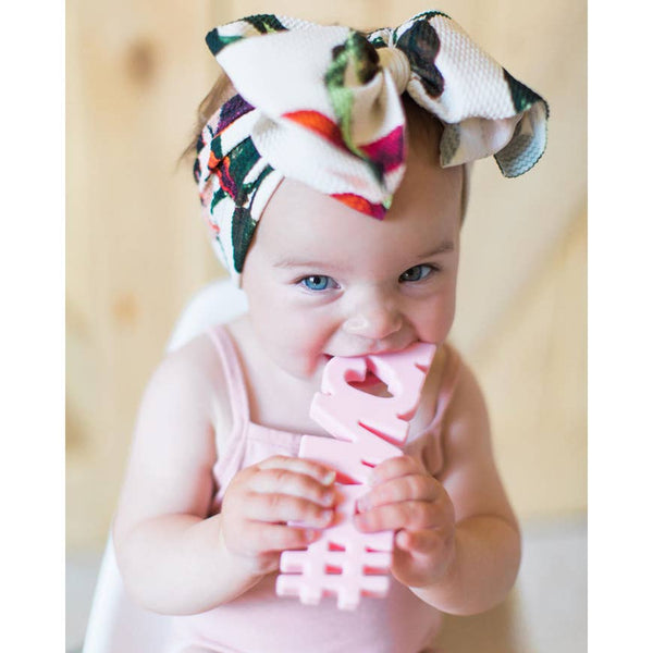 Baby Teether | #Fancy - Pink - Baby Teethers - Poshinate Kiddos Baby & Kids Store - Girl with big bow