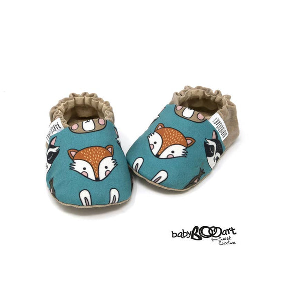 Baby Moccasins | Fox - Teal/Brown - Baby Footwear - Poshinate Kiddos Baby & Kids Boutique - Fox pair front