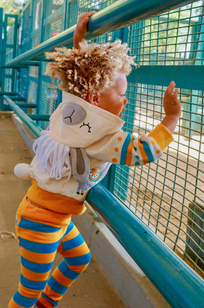 Kids Animal Hooded Sweatshirt | Llama | Cream Turquoise Orange | Kids Sweatshirt | Poshinate Kiddos Baby & Kids Store | On child hood down
