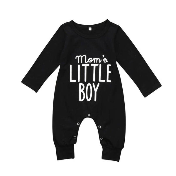 Baby Boy Romper | Moms Little Boy - Black - Baby Rompers - Poshinate Kiddos Baby & Kids Store - front of romper