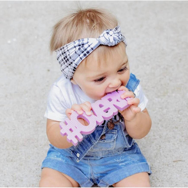 Baby Teether | #Overit - Lavender - Baby Teethers -  Poshinate Kiddos Baby & Kids Boutique - Baby with plaid headband