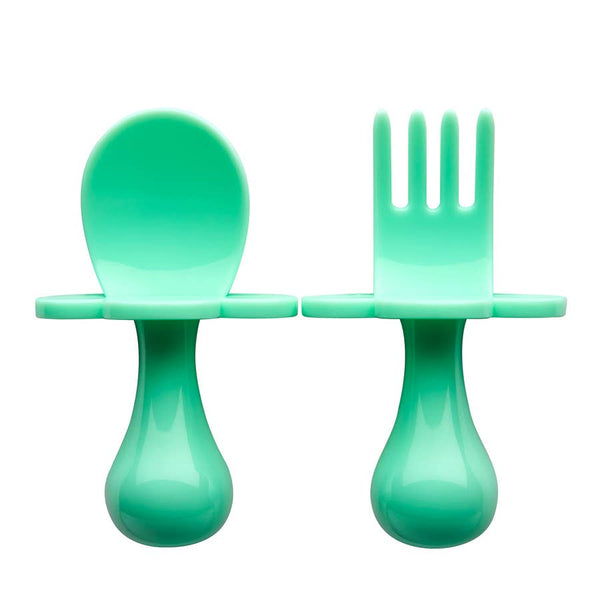 Baby Fork & Spoon Set | Mint - Food Prep & Accessories - Poshinate Kiddos Baby & Kids Boutique - out of box
