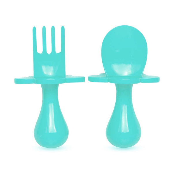 Baby Fork & Spoon Set | Teal - Food Prep & Accessories - Poshinate Kiddos Baby & Kids Store - set out of box