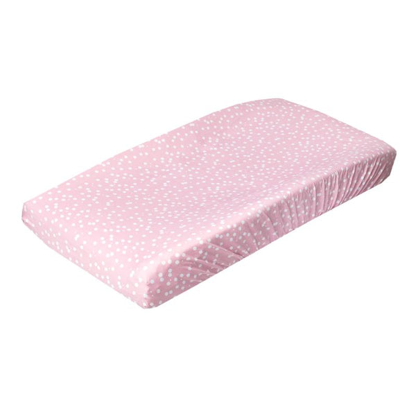 Baby Diaper Changing Pad Cover | Premium Knit | Pink Dot - changing pad covers - Poshinate Kiddos Baby & Kids Store - on pad
