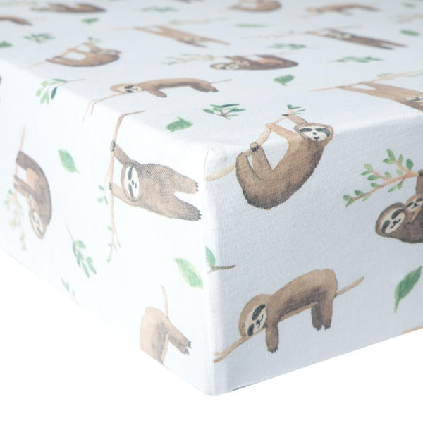 Baby Crib Sheet | Premium Knit | Tan Sloth - Crib Sheets - Poshinate Kiddos Baby & Kids Store - on mattress