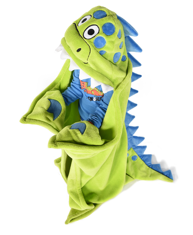 Hooded Kids Fleece Blanket | Dinosaur - Blankets - Poshinate Kiddos - Baby & Kids Store - on child