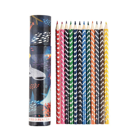 Kids Colored Pencil Set | Sharks 12 pc tube - Books and Activities - Poshinate Kiddos Baby & Kids Boutique - sharks colored pencil set