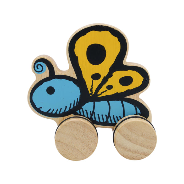 Baby Toy | Wooden Push Around | Butterfly - Baby Toys - Poshinate Kiddos baby & Kids Store - side of butterfly