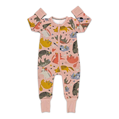Baby Jammies | Kitty | Pink - Baby Jammies - Poshinate Kiddos Baby & Kids Store - Front view of jammies