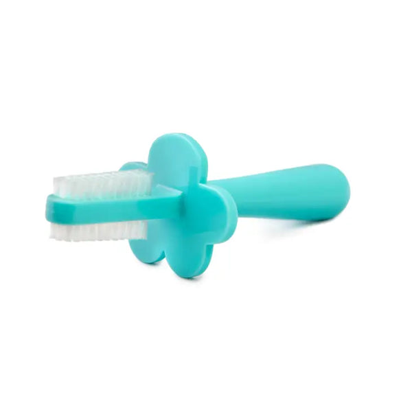 Baby & Toddler Toothbrush | Teal - Bath Time Accessories - Poshinate Kiddos Baby & Kids Store - Close-up view of toothbrush