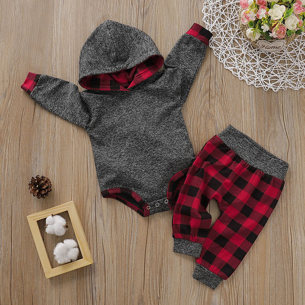 Baby Outfit | LS Onesie/Pants | Buffalo Plaid