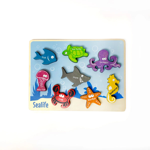 Kids Wooden Puzzle | Chunky Sealife Animals