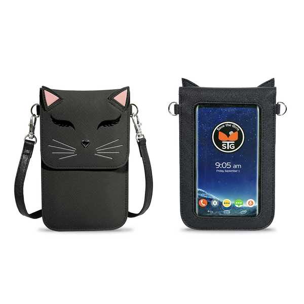 Pet Lovers | Touch Screen Purse | Black Cat - Accessories -Poshinate Kiddos Baby & KIDS Store - front & back