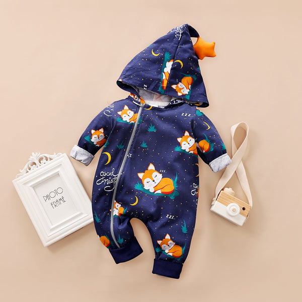  Baby Romper | Sleeping Fox - Baby Rompers - Poshinate Kiddos  Baby & Kid Store -  Romper with star tassel hood