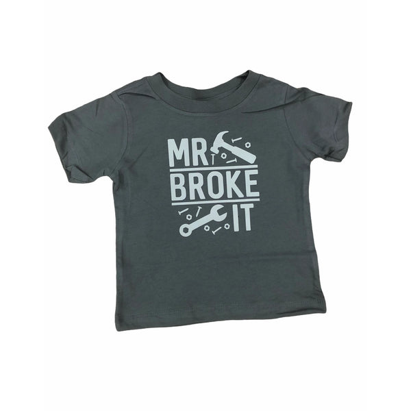  Kids T Shirt | Mr Broke It - Kids T Shirt - Poshinate Kiddos Baby & Kids Store - T-Shirt  laying flat