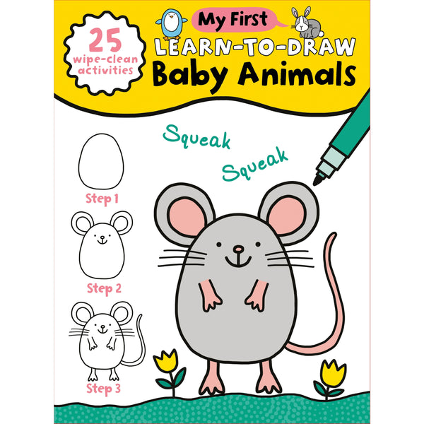 Kids Book | Learn To Draw | Baby Animals - Books & Activities - Poshinate Kiddos Baby & Kids Store - shows drawing mouse