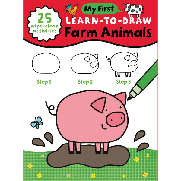 Kids Book | Learn To Draw | Farm Animals - Books & Activities - Poshinate Kiddos Baby & Kids Store - shows drawing pig