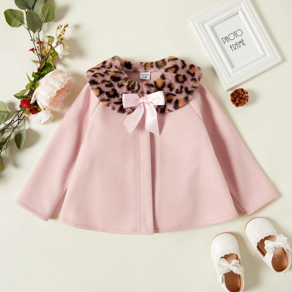 Baby Jacket | Fuzzy Leopard Collar | Pink
