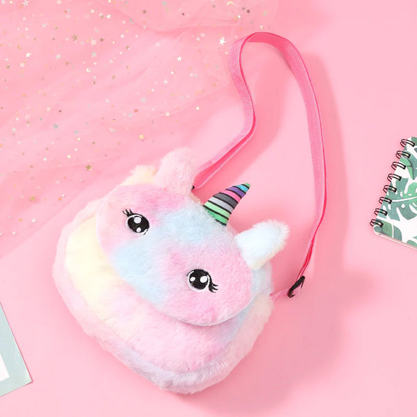 Kids Purse | Plush Unicorn - Kids Accessories - Poshinate Kiddos Baby & Kids Store - View of plush unicorn purse 