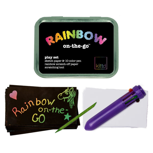 Kids Travel Tin | Rainbow on the Go - KIds Toys - Poshinate Kiddos Baby & kids Store - contents out of tin