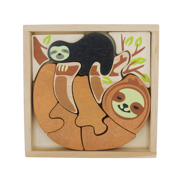 Kids Wooden Puzzle | Sloth Family - Puzzles, Games & Toys - Poshinate Kiddos Baby & Kids Store  - Finished sloth family puzzle