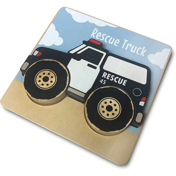 Kids Wooden Puzzle | Rescue Truck - Puzzles, Games & Toys - Poshinate Kiddos Baby & Kids Store - Showing finished puzzle