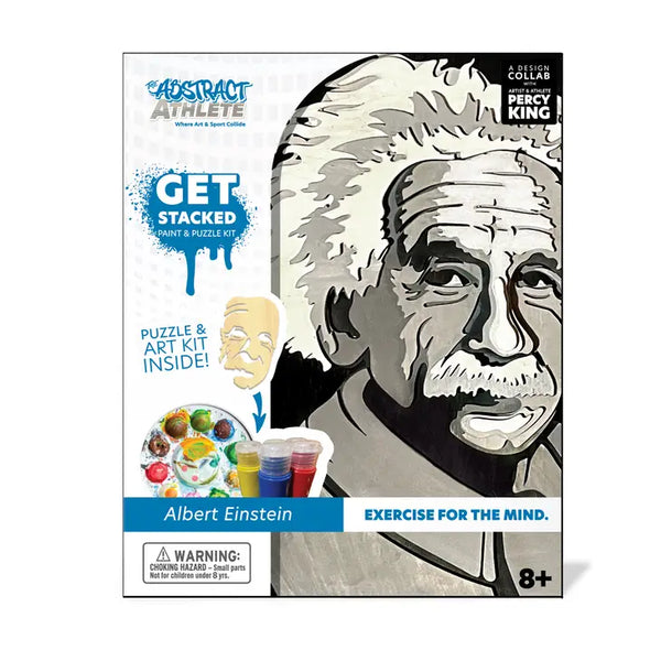 Kids Wooden Puzzle | 3D Stacked Albert Einstein | Paint & Puzzle Art Kit - Puzzles, Games & Toys - Poshinate Kiddos Baby & kids Store - front of box
