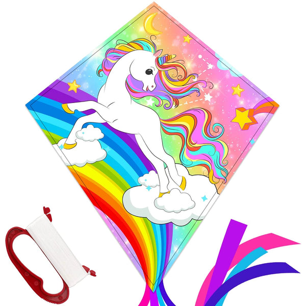 Kids Kite | Unicorn - Outdoor Activities - Poshinate Kiddos Baby & Kids Store - Unicorn Kite with string holder.