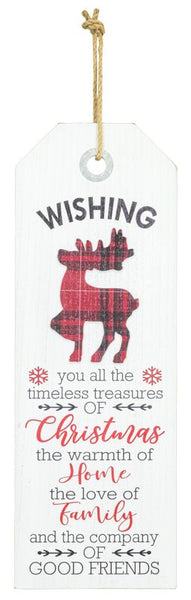 Christmas Wishes | Plaid Deer | Wooden Sign