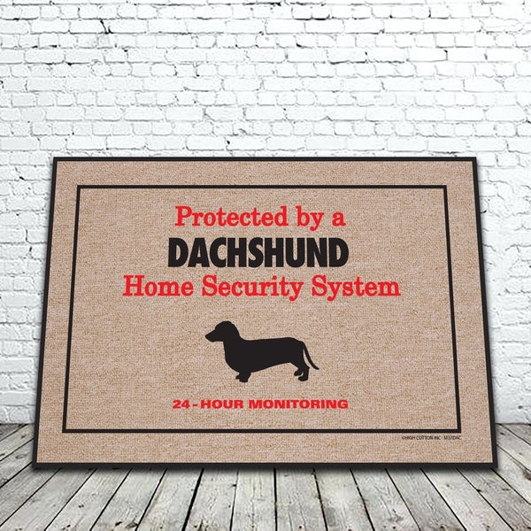 Door Mat | Protected by Dachshund |  Poshinate Pets - Pet Decor - Poshinate Kiddos Baby & Kids Store - Front side of mat