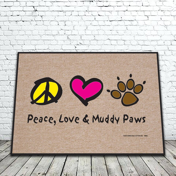 Door Mat | Peace Love Muddy Paws | Poshinate Pets - Pet Decor - Poshinate Kiddos Baby & Kids Store - View of Door Mat