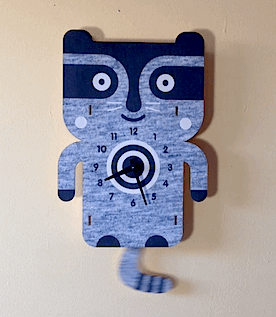 Pendulum Clock | Raccoon - Pendulum Clocks - Poshinate Kiddos Baby & Kids Store - GIF of clock