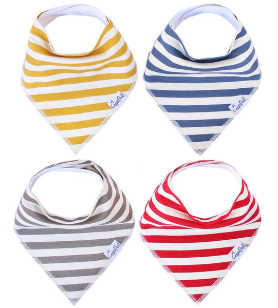 Baby Bibs | Bandana | MultiColor & White Stripe 4-Pack - Baby Bibs - Poshinate Kiddos Baby & Kids Store - 4 colors trendy bibs