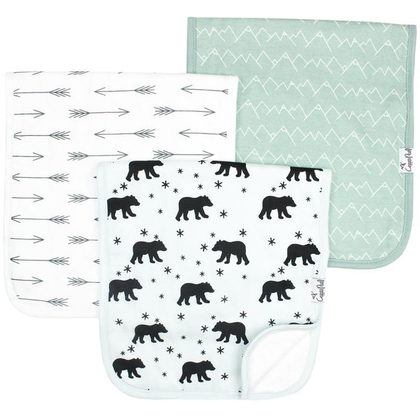 Baby Burp Cloth | Black Bear / Arrows | 3-Pack - Baby Burp Cloths - Poshinate Kiddos Baby & Kids Store - set of 3 cloths