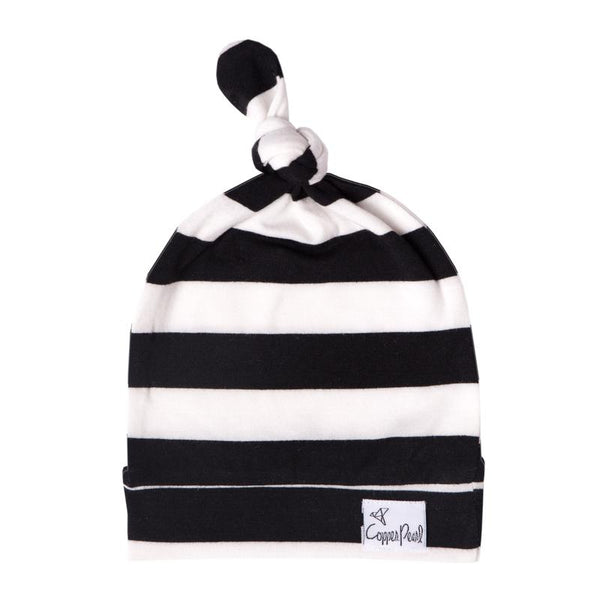 Baby Top Knot Hat | Black/White Stripe