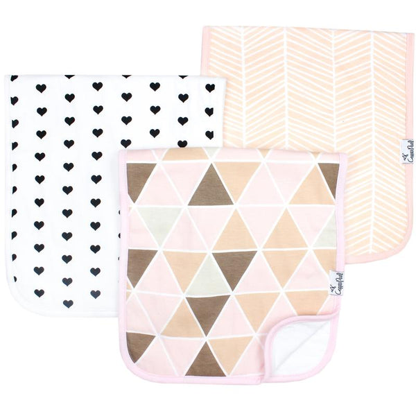 Baby Burp Cloth | Blush Geometric | 3-Pack - Baby Burp Cloths - Poshinate Kiddos Baby & Kids Boutique - set of three amazing cloths