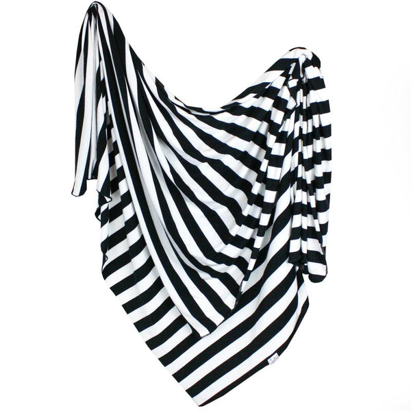 Baby Blanket | Knit Swaddle | Black/White Stripe