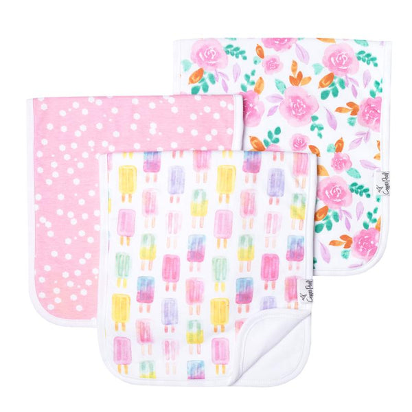 Baby Burp Cloth | Pink Dot / Pastel Popsicles | 3-Pack - Baby Burp Cloths - Poshinate Kiddos Baby & Kids Gifts - set of 3 super absorbent cloths