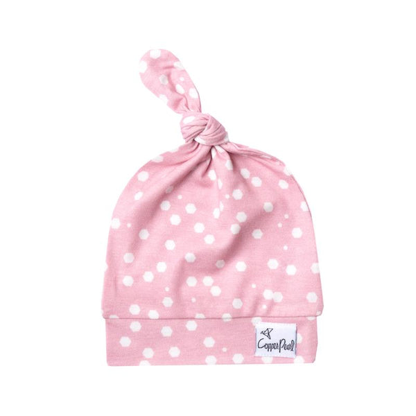 Baby Hat | Top Knot Hat | Pink Dot - baby hats - Poshinate Kiddos Baby & Kids Boutique - knot hat main image