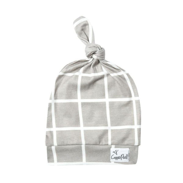 Baby Top Knot Hat | Sand Grid