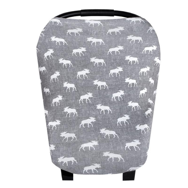 Multi Use 5 in 1 Baby Cover | Grey/White Moose -Accessories -Poshinate Kiddos Baby & Kids Boutique -main carseat cover
