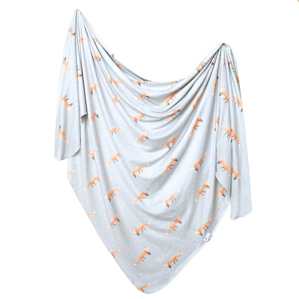 Baby Blanket | Knit Swaddle | Fox - blankets - Poshinate Kiddos Baby & Kids Products - single drape blanket