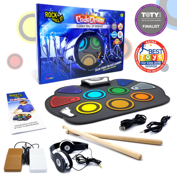 Kids Electronic Drum Set | Rock & Roll It | Color Coded - Musical Instruments - Poshinate Kiddos Baby *& Kids Store - shows whole set